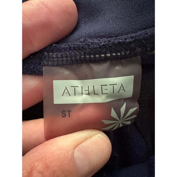 Athleta Wide Leg Utility Fleece Lined Sweatpants in Navy Blue Size Small Tall - Picture 4 of 15